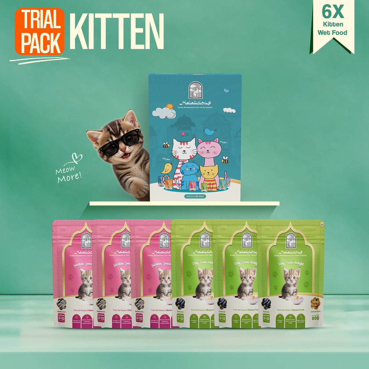 Assorted Kitten Wet Cat Food - Trial Pack - Halalicious India
